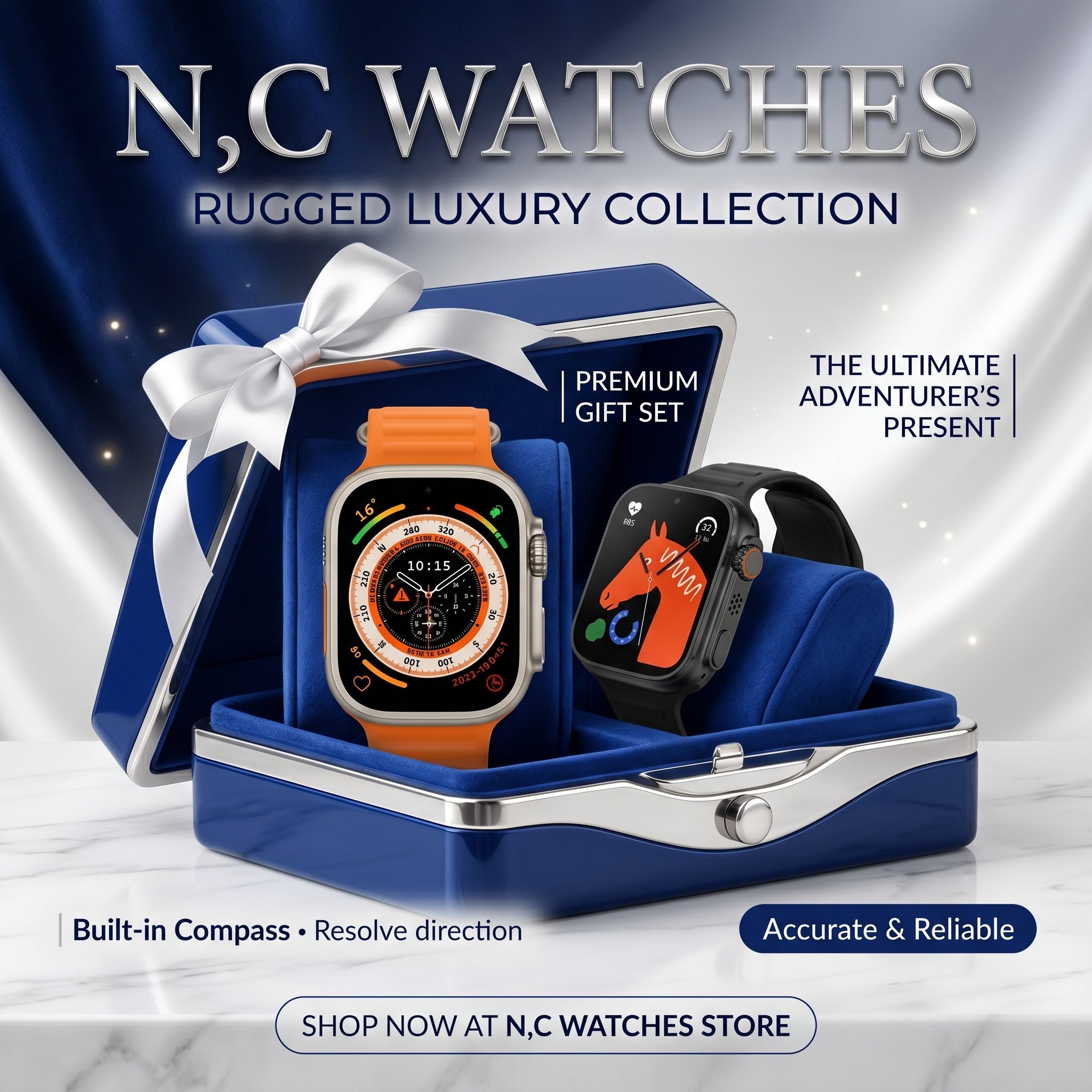 Premium Smart Watch with Compass & Outdoor Sports Features side angle