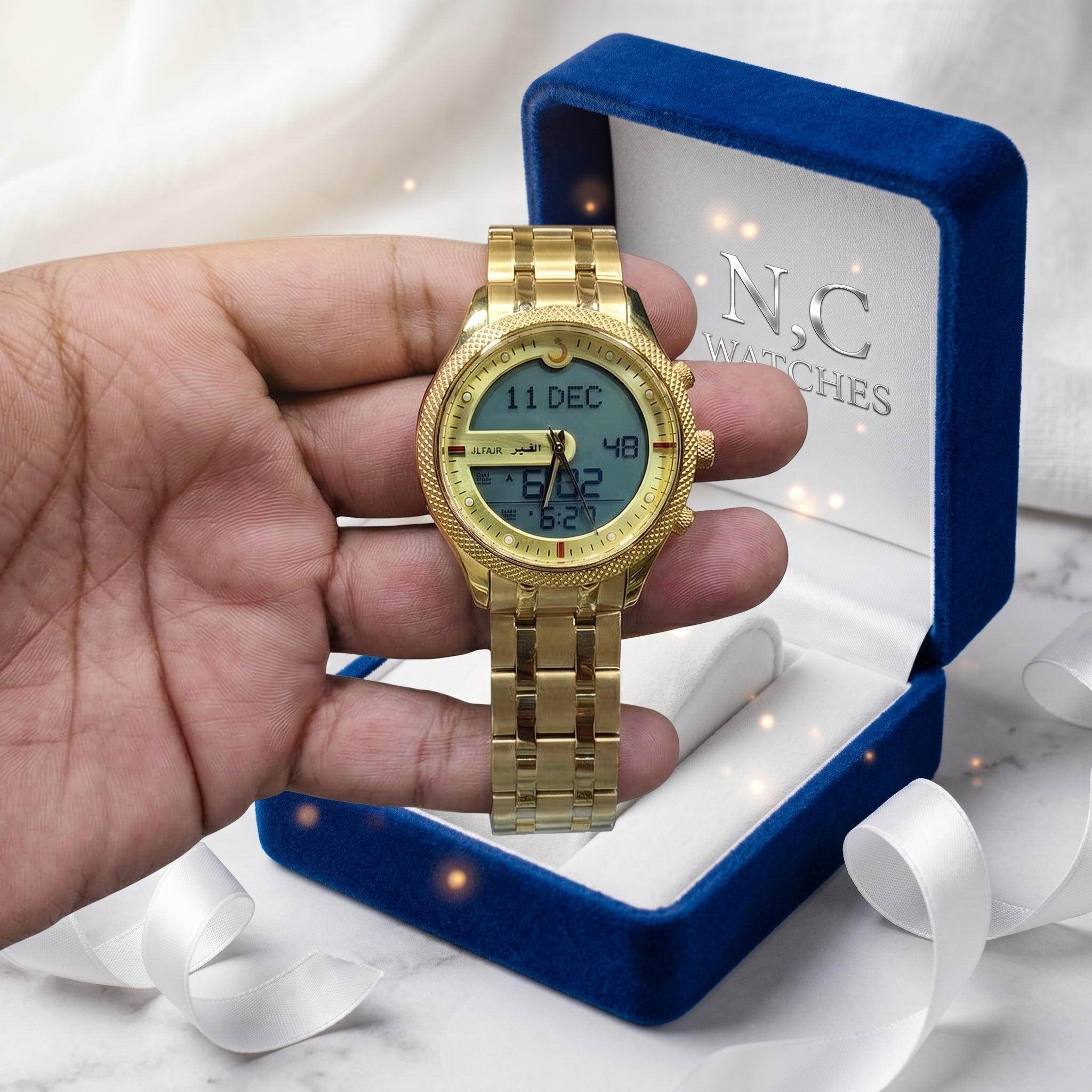 NC Watches Premium Qibla & Namaz Time Watch is created for people who value premium design, quality craftsmanship, and a modern appearance. This N,C Watches Premium Qibla & Namaz Time Watch delivers a stylish and sophisticated look that fits perfectly with everyday fashion and special occasions.