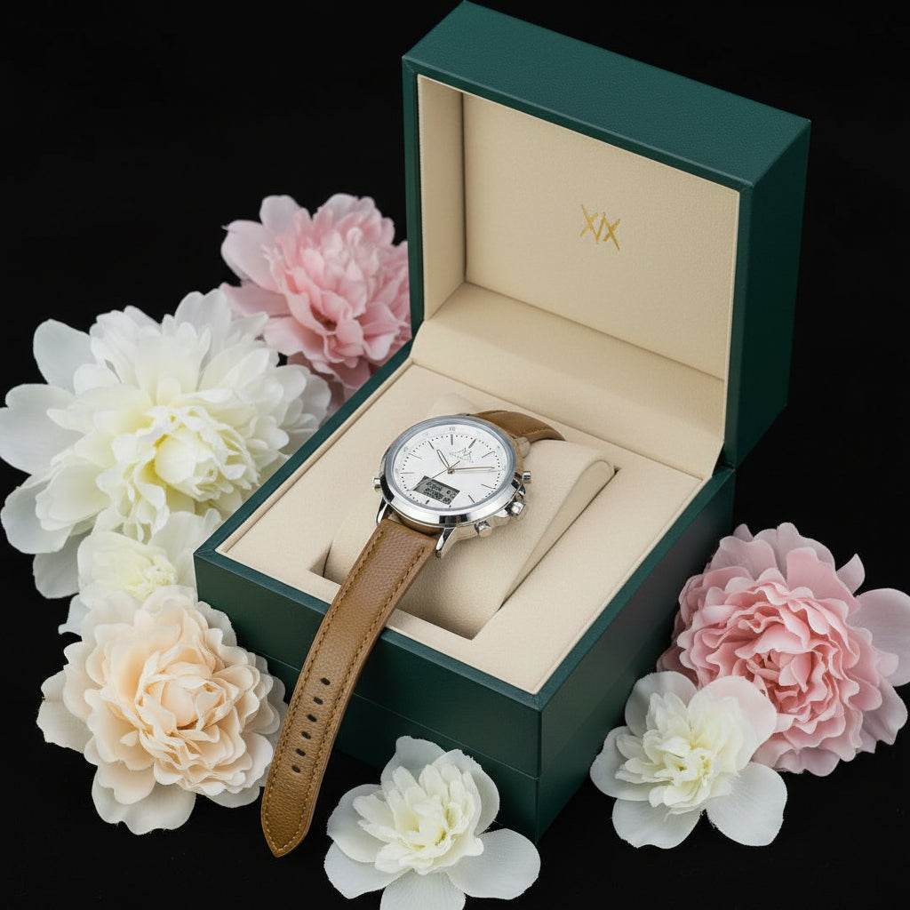 Matturi Original Dual Time Leather Strap Water Resistant Men's Watch – Trendy Gents Collection