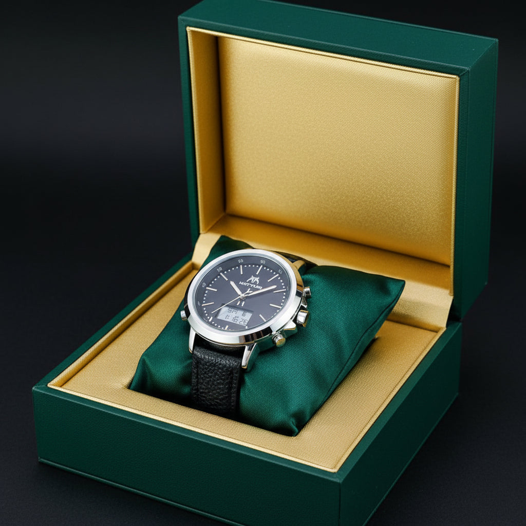Matturi Original Dual Time Leather Strap Water Resistant Men's Watch – Trendy Gents Collection