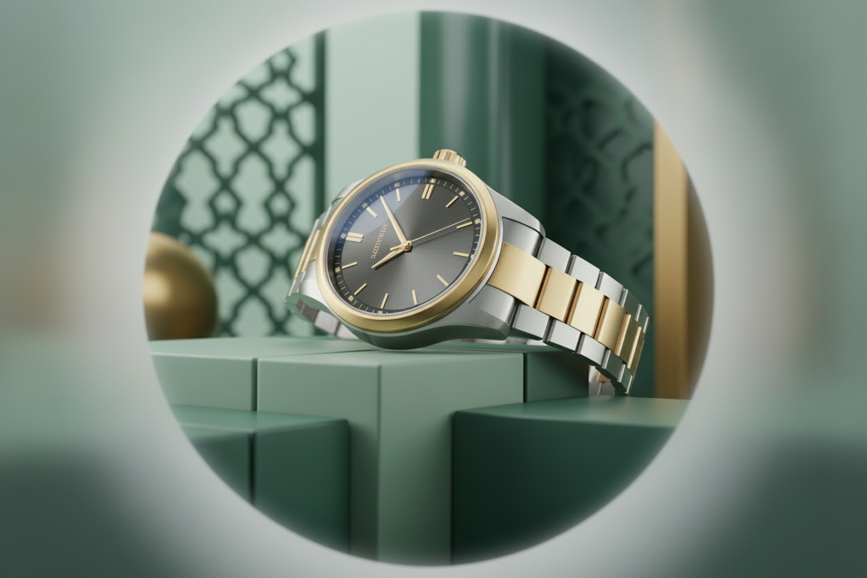Green Luxury Watch Product Photo